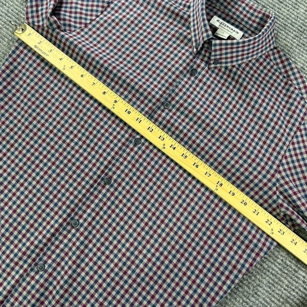 Mizzen + Main Leeward Trim Fit Performance Shirt Mens Large Garnet Gingham Dress - Picture 7 of 10